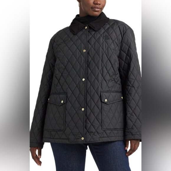 NWT LAUREN RALPH LAUREN Diamond Quilted Corduroy-Trim Jacket 24434T Size S/P